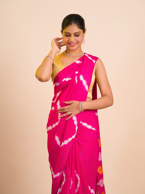 KcPc New Festive Elegance Modal Silk Bandhani Saree with Classic Gharchola Touch  ASH