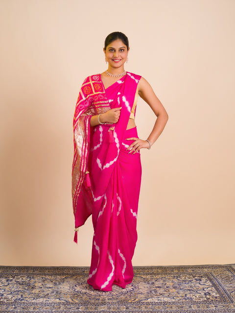 KcPc New Festive Elegance Modal Silk Bandhani Saree with Classic Gharchola Touch  ASH