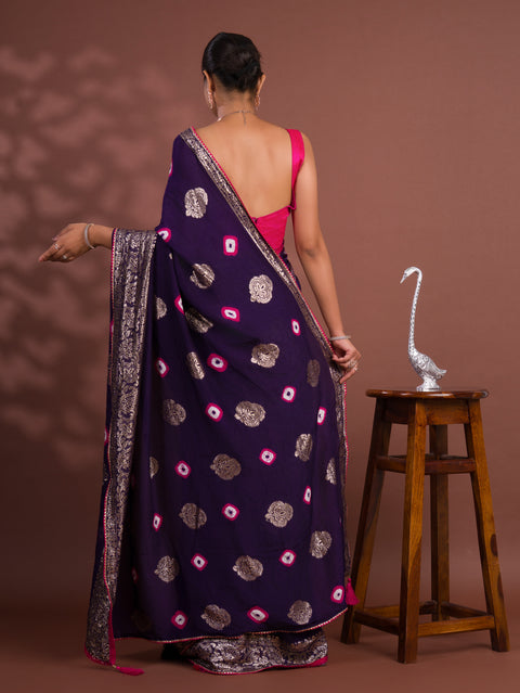 KcPc New Dola Silk Bandhani Saree with Banarasi Upada Zari Weaving  PF