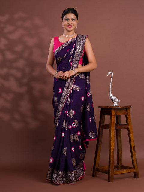 KcPc New Dola Silk Bandhani Saree with Banarasi Upada Zari Weaving  PF