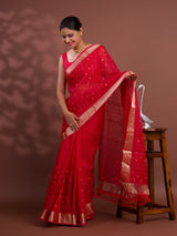  Kashida Work Gotapatti StyleSaree in red colour