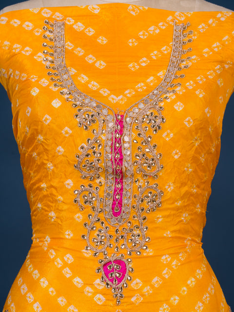 KcPc New Art Silk Bandhani Gotapatti Work Salwar Suit KML