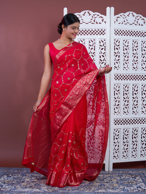 By Banarasi Saree With Traditional Wear