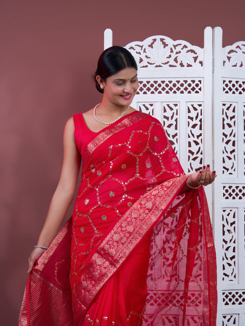 By Banarasi Saree With Traditional Wear