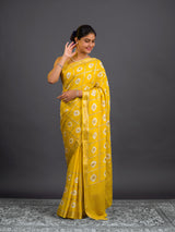 By Banarasi Style Georgette Saree With Exquisite Tari Work