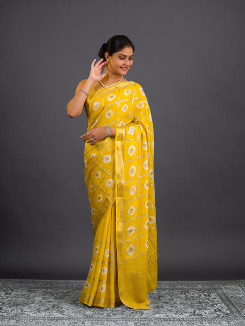 By Banarasi Style Georgette Saree With Exquisite Tari Work