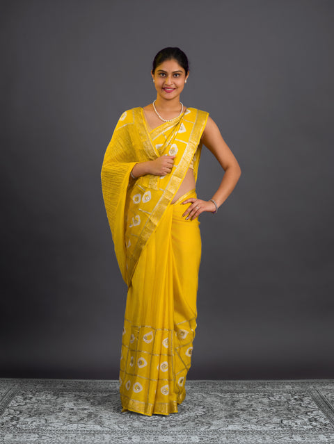 By Banarasi Style Georgette Saree With Exquisite Tari Work