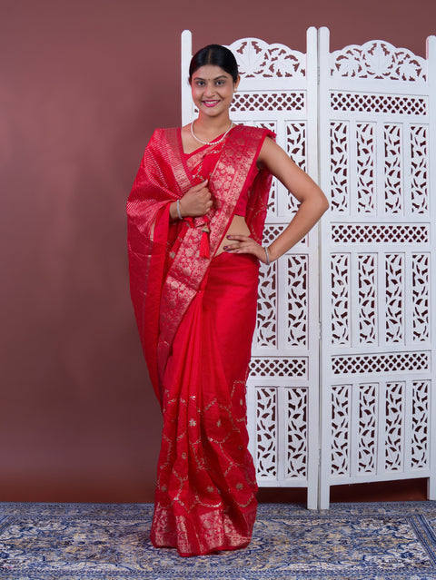 By Banarasi Saree With Traditional Wear