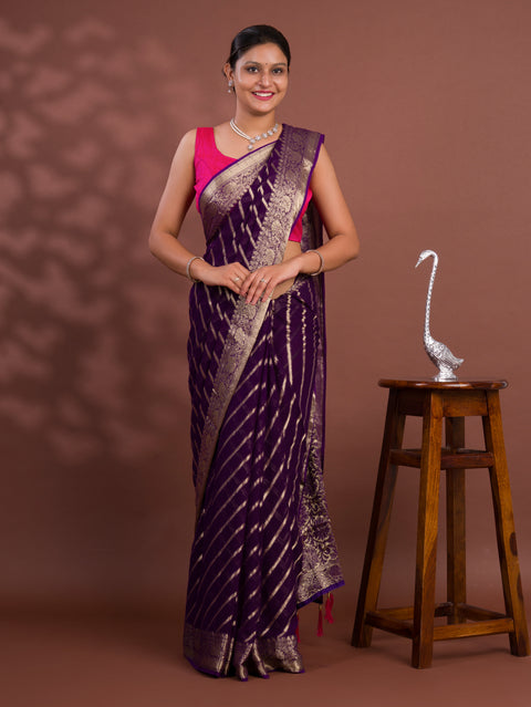 KcPc New Pure khaddi Georgette Banarasi Handloom Leheriya Zari Weaving Saree  MAHA