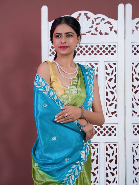 By Bollywood Style With Kashida Work Saree