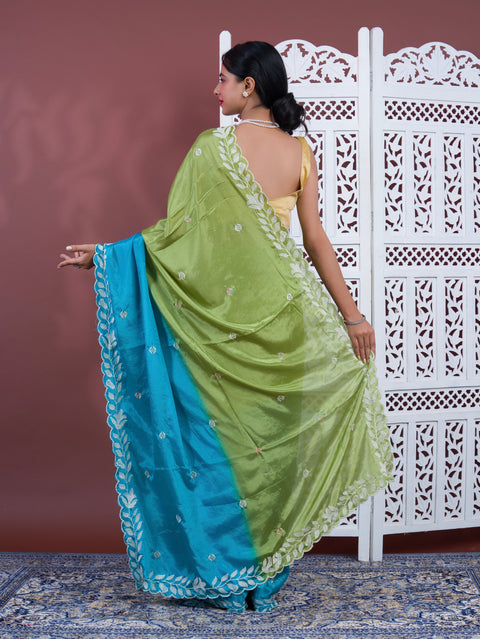 By Bollywood Style With Kashida Work Saree