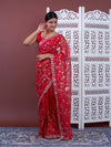 Gotapatti work saree in red colour