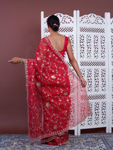 Gotapatti work saree in red colour