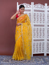 Gotapatti work in yellow colour saree