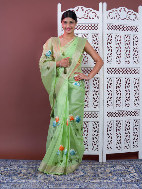 By Printed Saree Wih Casual Wear