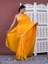 Upada silk Bandhani Zari Work Saree in Yellow colour