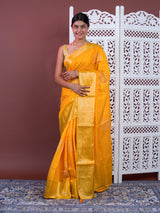 Upada silk Bandhani Zari Work Saree in Yellow colour