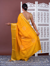 Upada silk Bandhani Zari Work Saree in Yellow colour