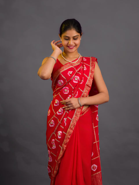 KcPc New Graceful Georgette Banarasi Saree Perfect for Festive Wear Tari Handwork PRF