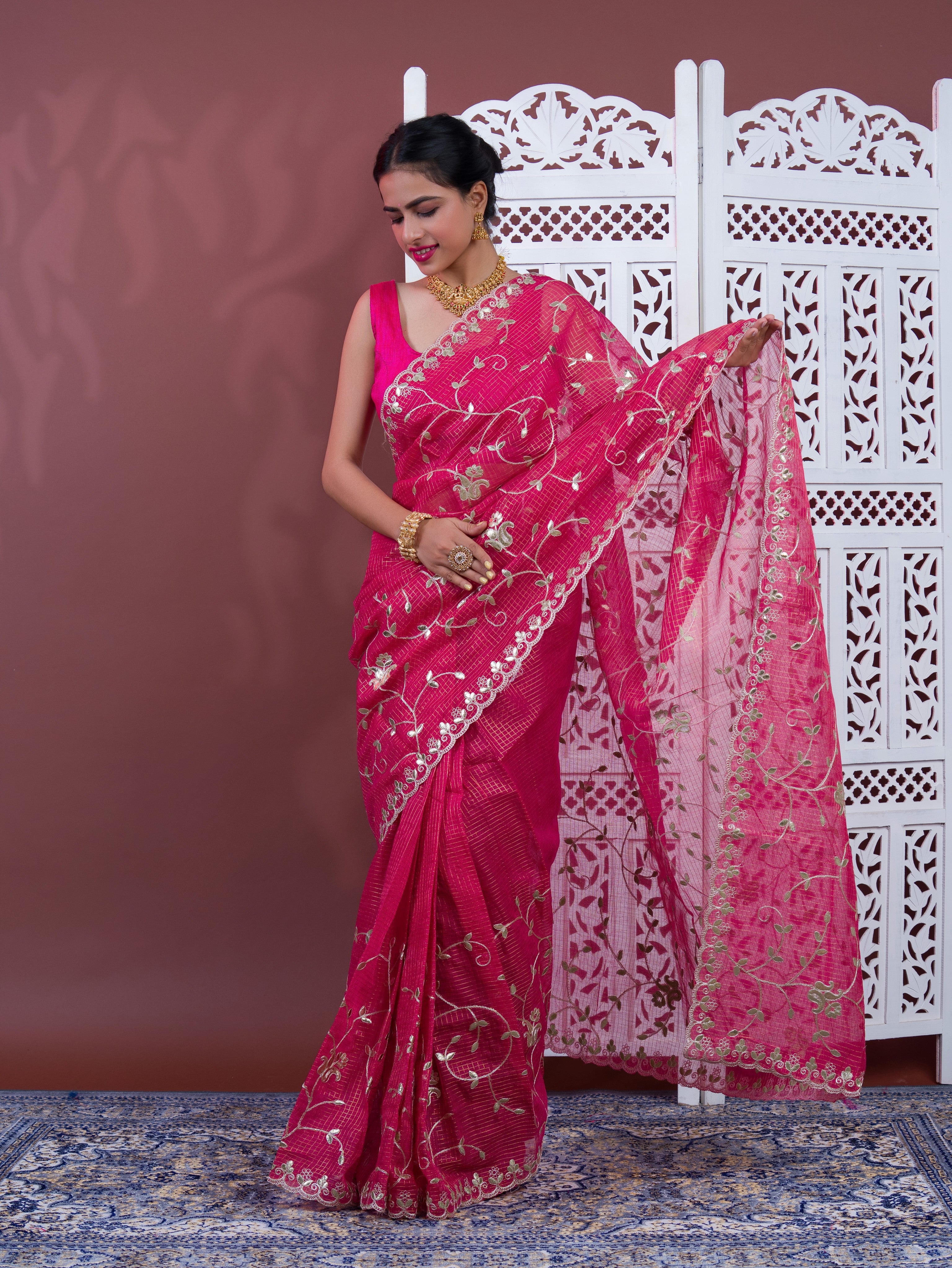KcPc New Kota Doria Gota Patti Work Saree SWA