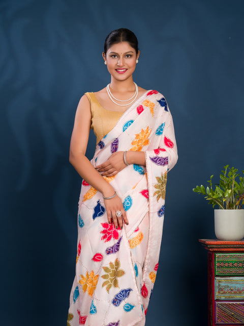 By Bandhani Saree  With Party wear