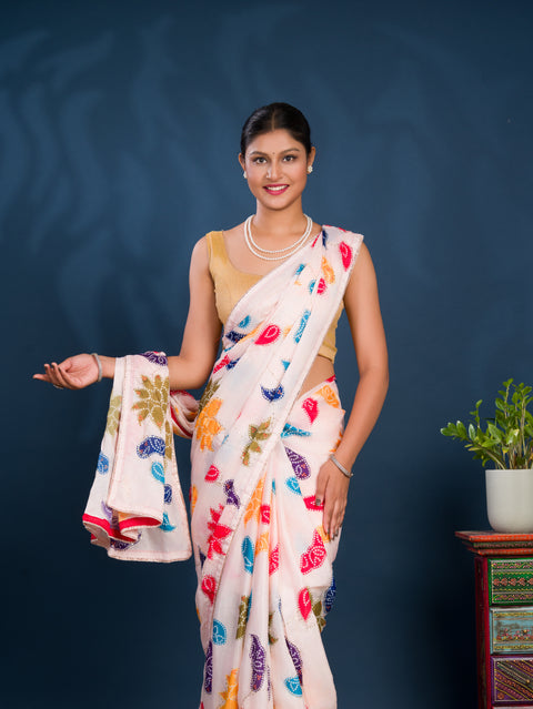 By Bandhani Saree  With Party wear