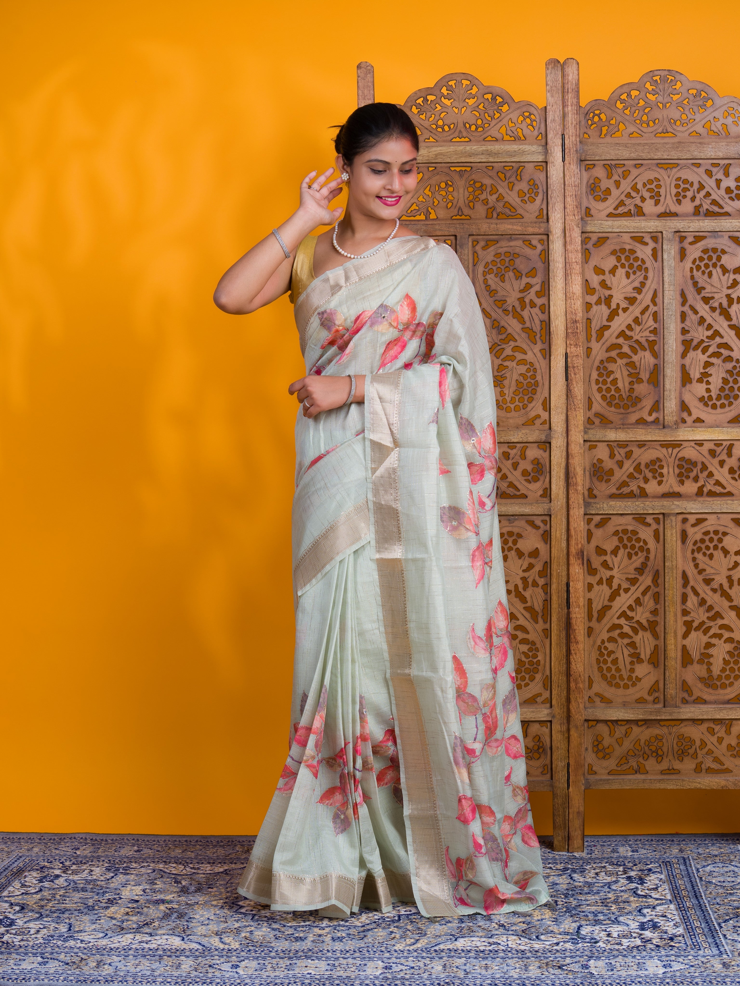 By Printed Saree With Casual Wear