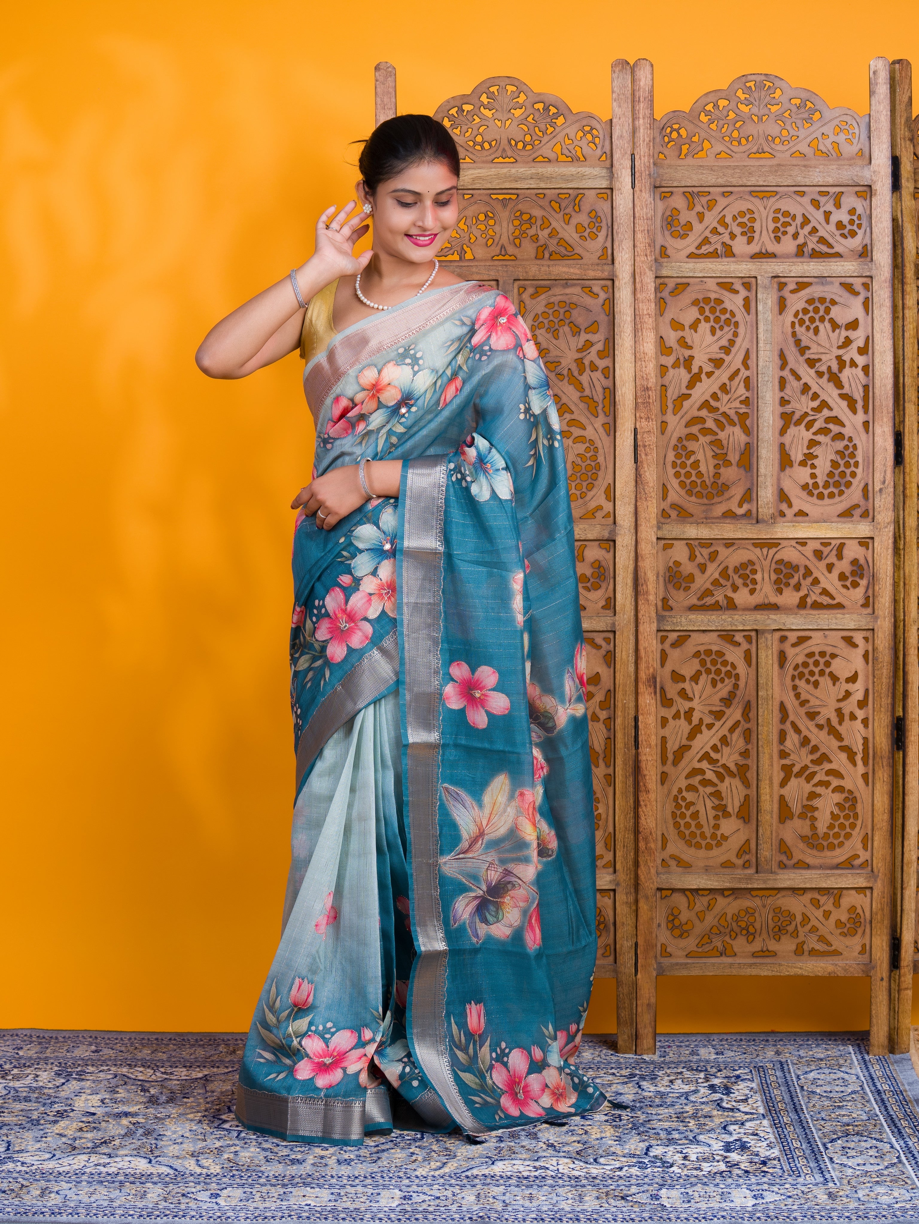 By Printed Saree With Casual Wear