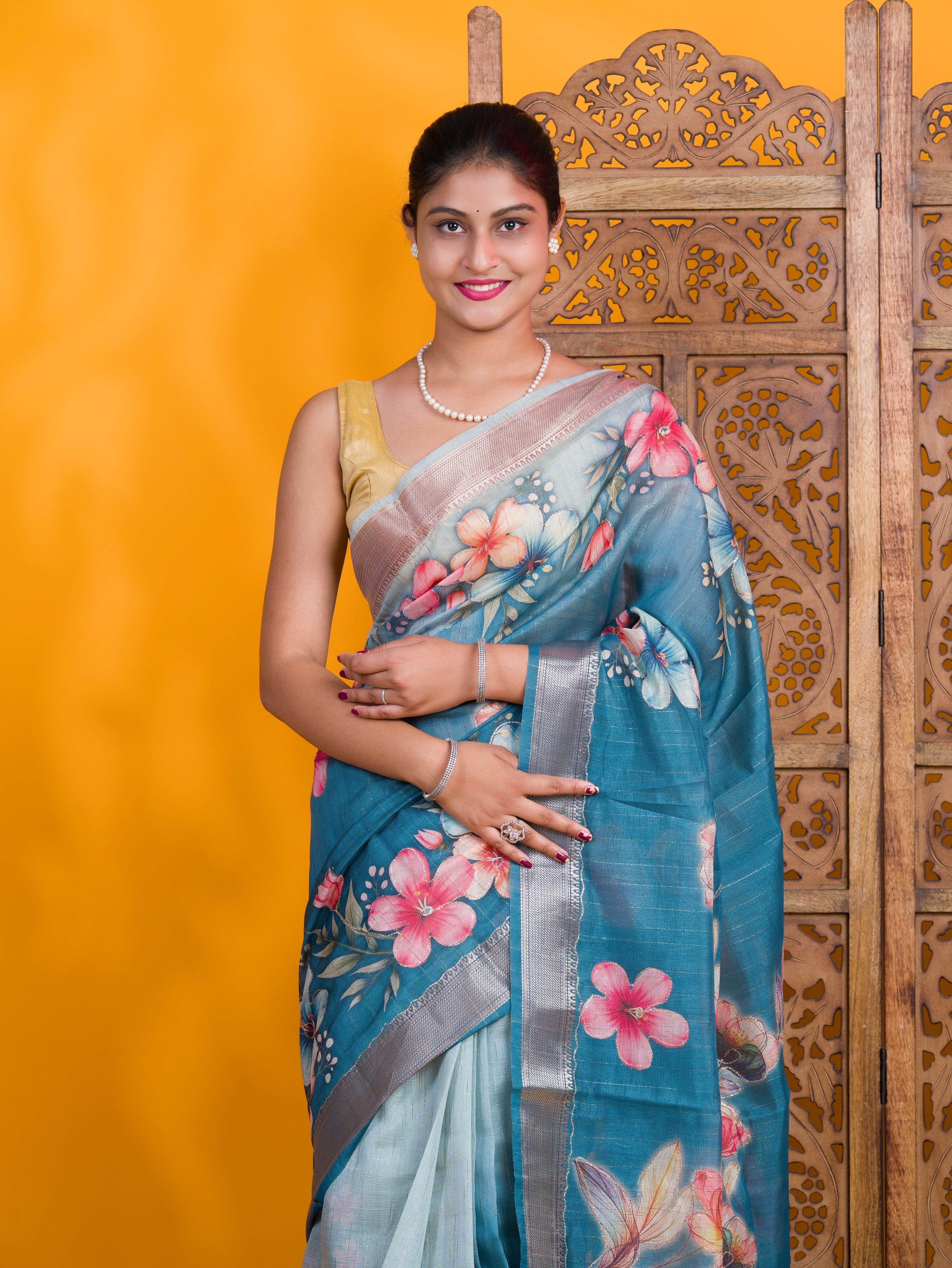 By Printed Saree With Casual Wear