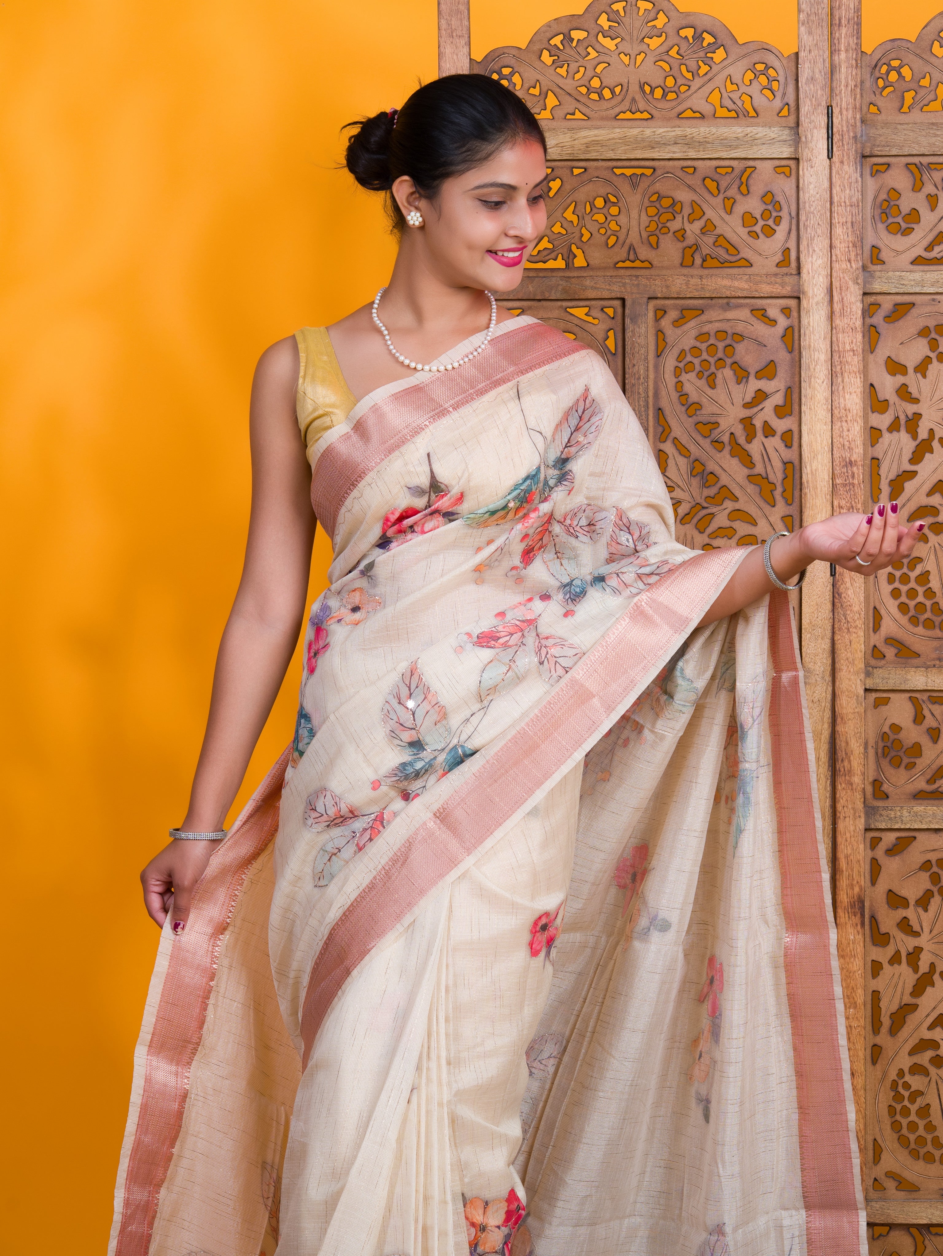 By Printed Saree With Casual Wear