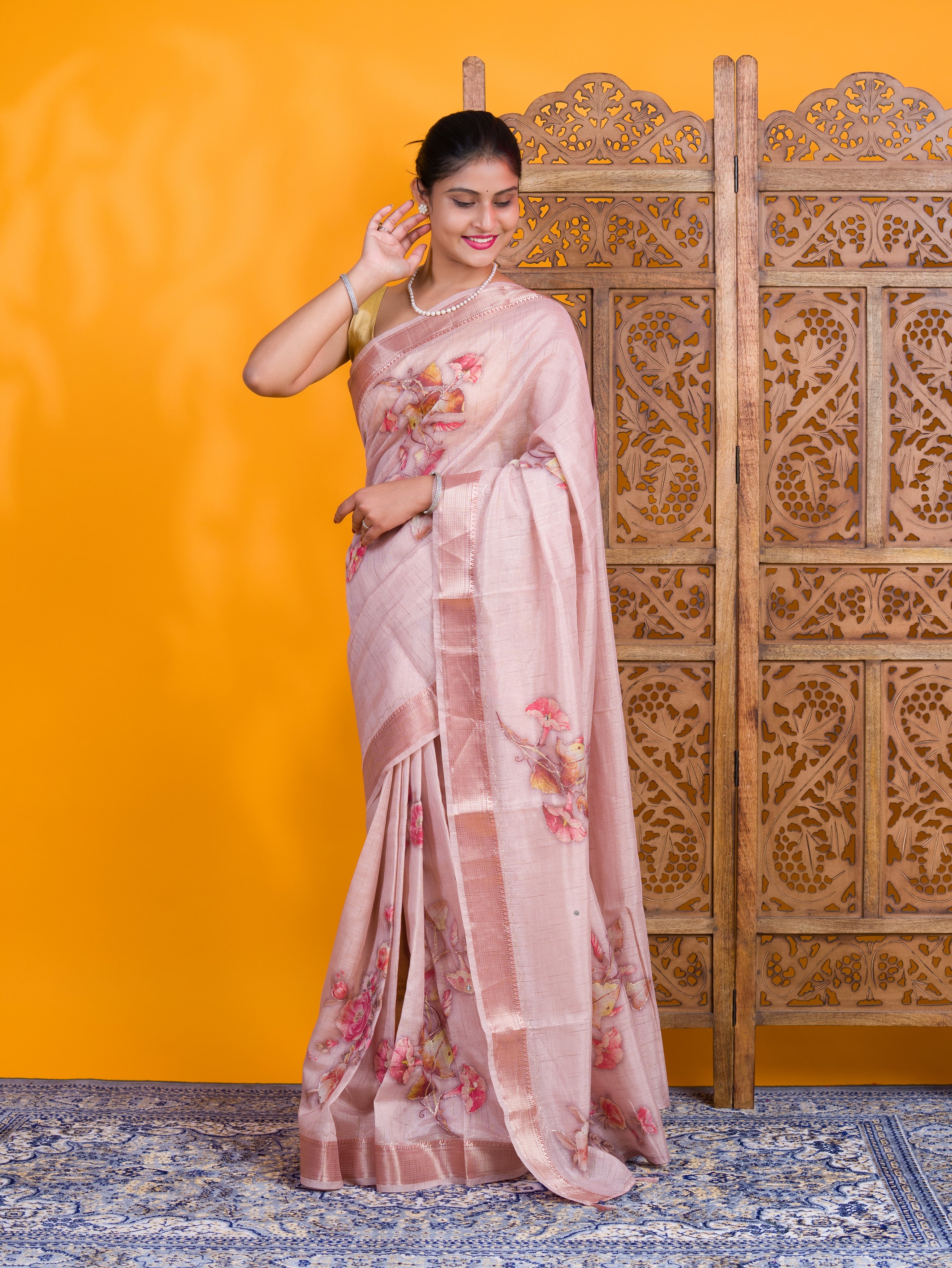 By Printed Saree With Casual Wear