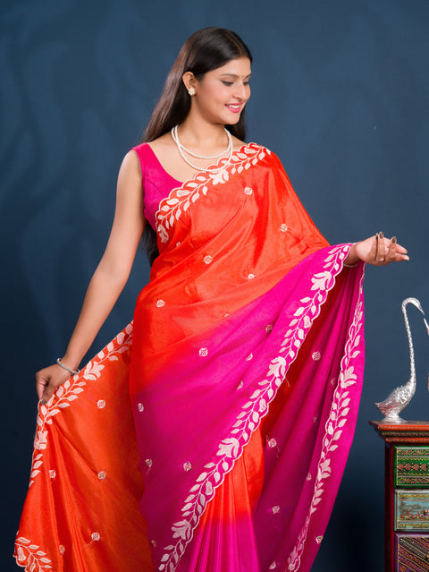 KcPc New HO silk Bollywood Style With Kashida Work Saree ASH