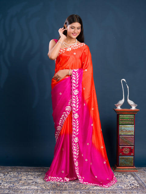KcPc New HO silk Bollywood Style With Kashida Work Saree ASH