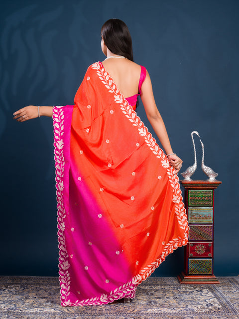 KcPc New HO silk Bollywood Style With Kashida Work Saree ASH