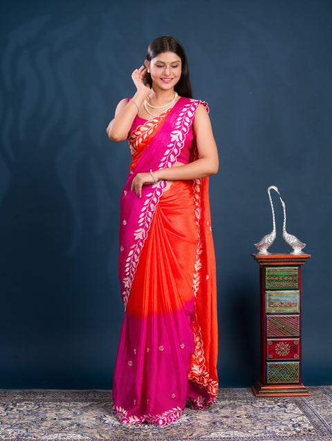 KcPc New HO silk Bollywood Style With Kashida Work Saree ASH
