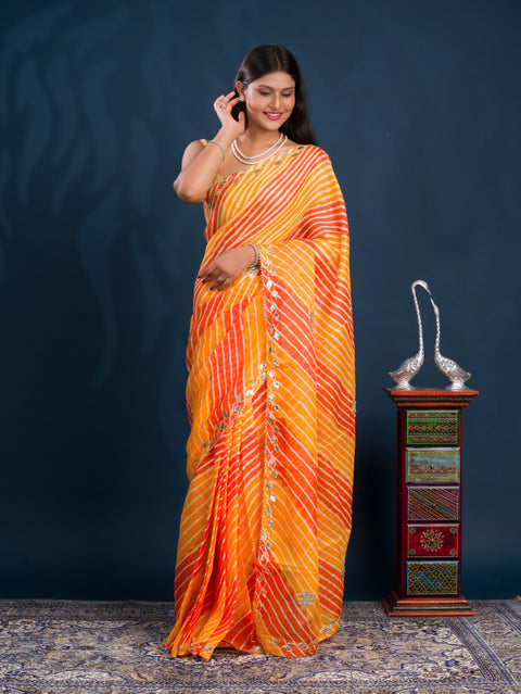 KcPc New Kota doriya Leheriya Style With Gotapatti Work Saree MHS