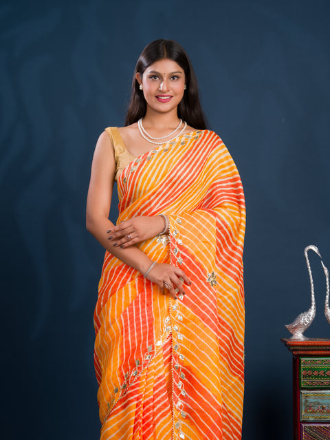 KcPc New Kota doriya Leheriya Style With Gotapatti Work Saree MHS