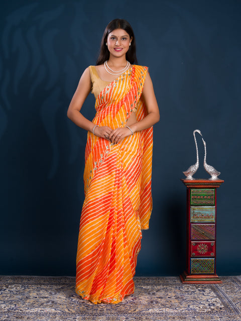 KcPc New Kota doriya Leheriya Style With Gotapatti Work Saree MHS
