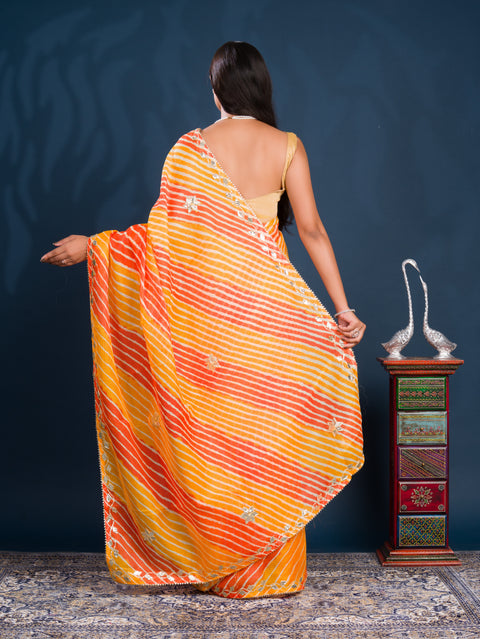 KcPc New Kota doriya Leheriya Style With Gotapatti Work Saree MHS