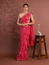  Georgette Bandhani Style With Gotapatti Work Saree in red colour 