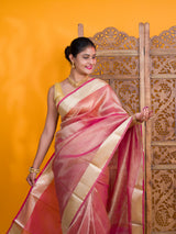Tissue Silk Banarasi Handloom Saree in pink colour