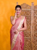 Tissue Silk Banarasi Handloom Saree in pink colour