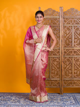 Tissue Silk Banarasi Handloom Saree in pink colour