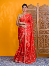 By Traditional Saree With Aari Work