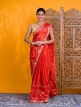 By Traditional Saree With Aari Work