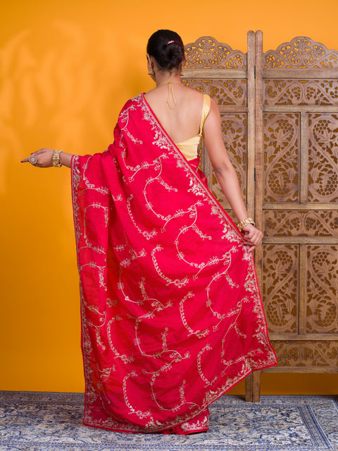 By Traditional Saree With Aari Work
