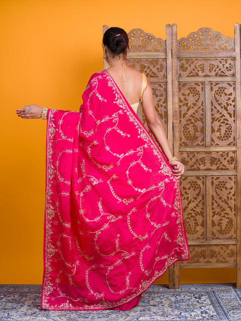 By Traditional Saree With Aari Work