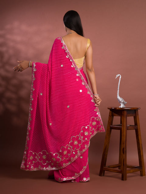 KcPc Special New One Rajwadi Leheriya With Gota Patti Handwork Mothra Saree  AMT