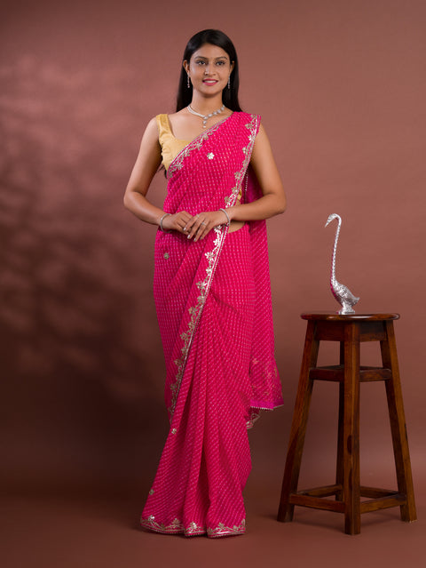 KcPc Special New One Rajwadi Leheriya With Gota Patti Handwork Mothra Saree  AMT