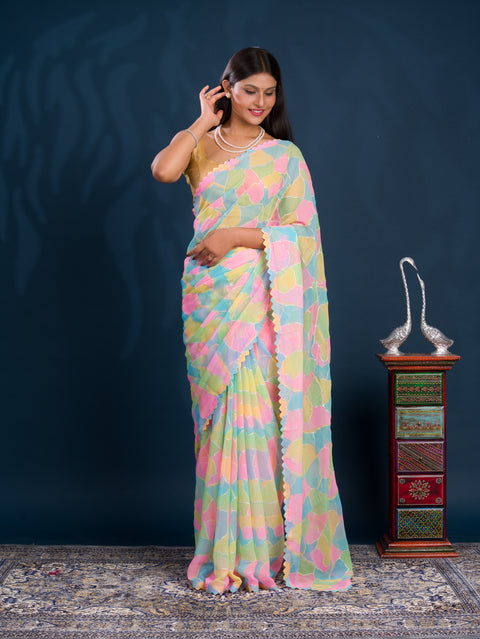Party wear saree in multi colour under 1000
